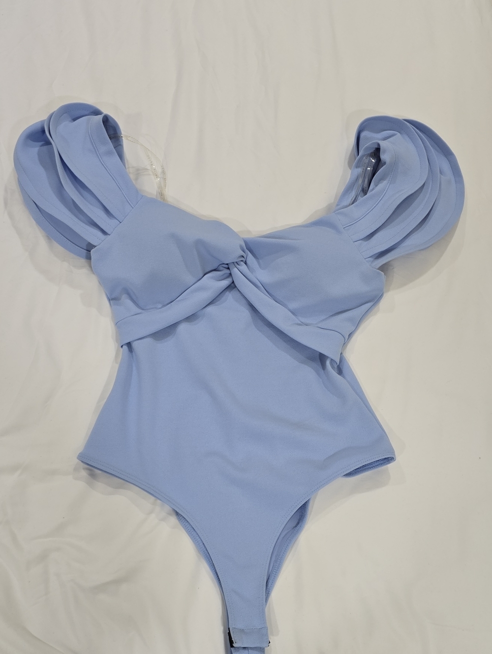 Haute Monde Light Blue Twist-Front Bodysuit